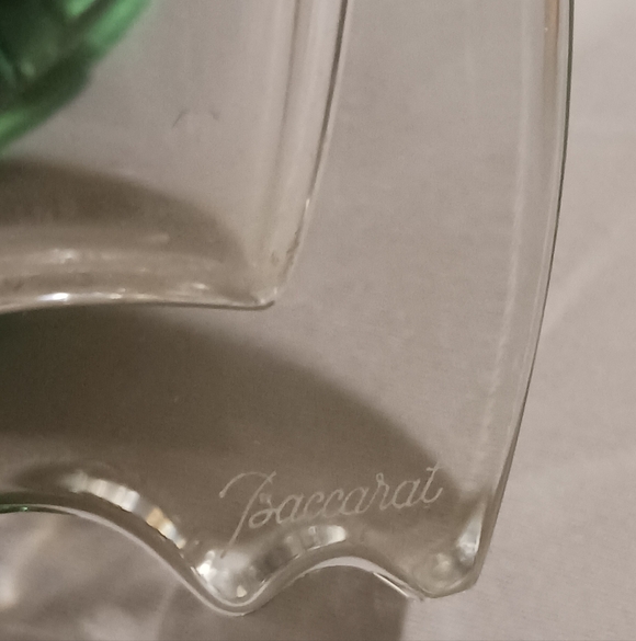 Baccarat Clear and Dark Green Glass Vase - Picture 9 of 16